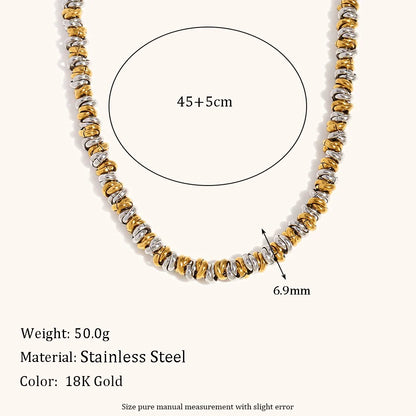 La.Muses Dual Tone Gold & Silver Bead Necklace – Waterproof Stainless Steel Chain Jewelry Gift for Women