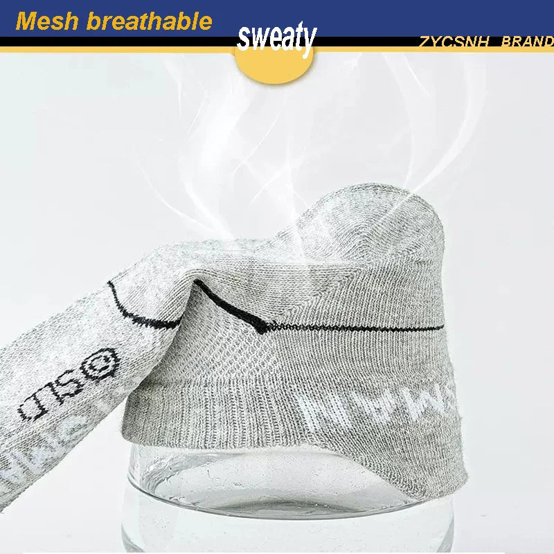 6 Pairs Men’s Short Sports Socks – Breathable Mesh Running & Basketball Socks – Sweat Absorbent, Odor Control Athletic Everyday Socks