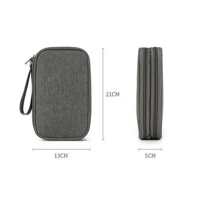 Travel Electronics Organizer Bag — Portable Waterproof Double-Layer Storage for Cables, Wires & Accessories