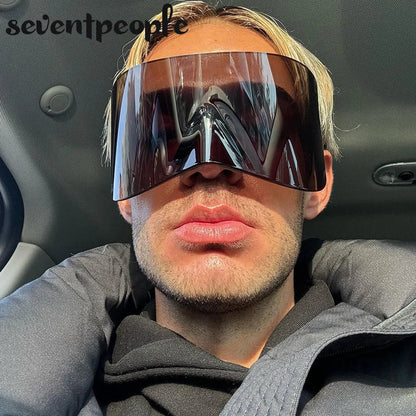 2024 Luxury Brand Mask Rectangle Sunglasses - Oversized Punk Steampunk Y2K Designer Shield Goggles for Women & Men