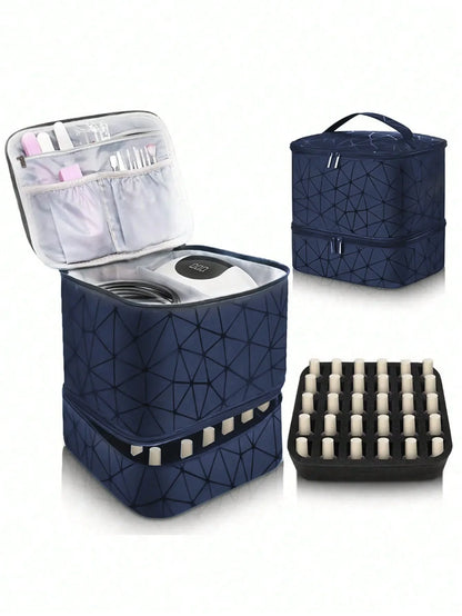 Women's Portable Double-Layer Nail Polish & Essential Oil Storage Bag – Multi-Function Organizer for Travel