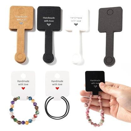 50PCS Self-Adhesive Display Card — 4x10cm Price Tags for Bracelets, Keychains & Jewelry Packaging, Small Business Labels