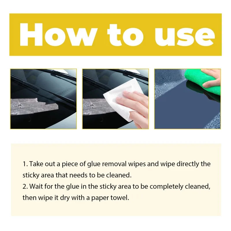 Adhesive Remover Wet Wipes - Cleaner for Glue, Tape, Labels & Marker Residue