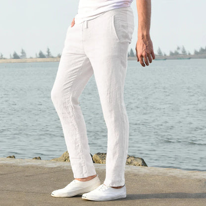 Men's Cotton Linen Pants – Breathable Solid Color Trousers for Autumn, Fitness & Streetwear, S-3XL