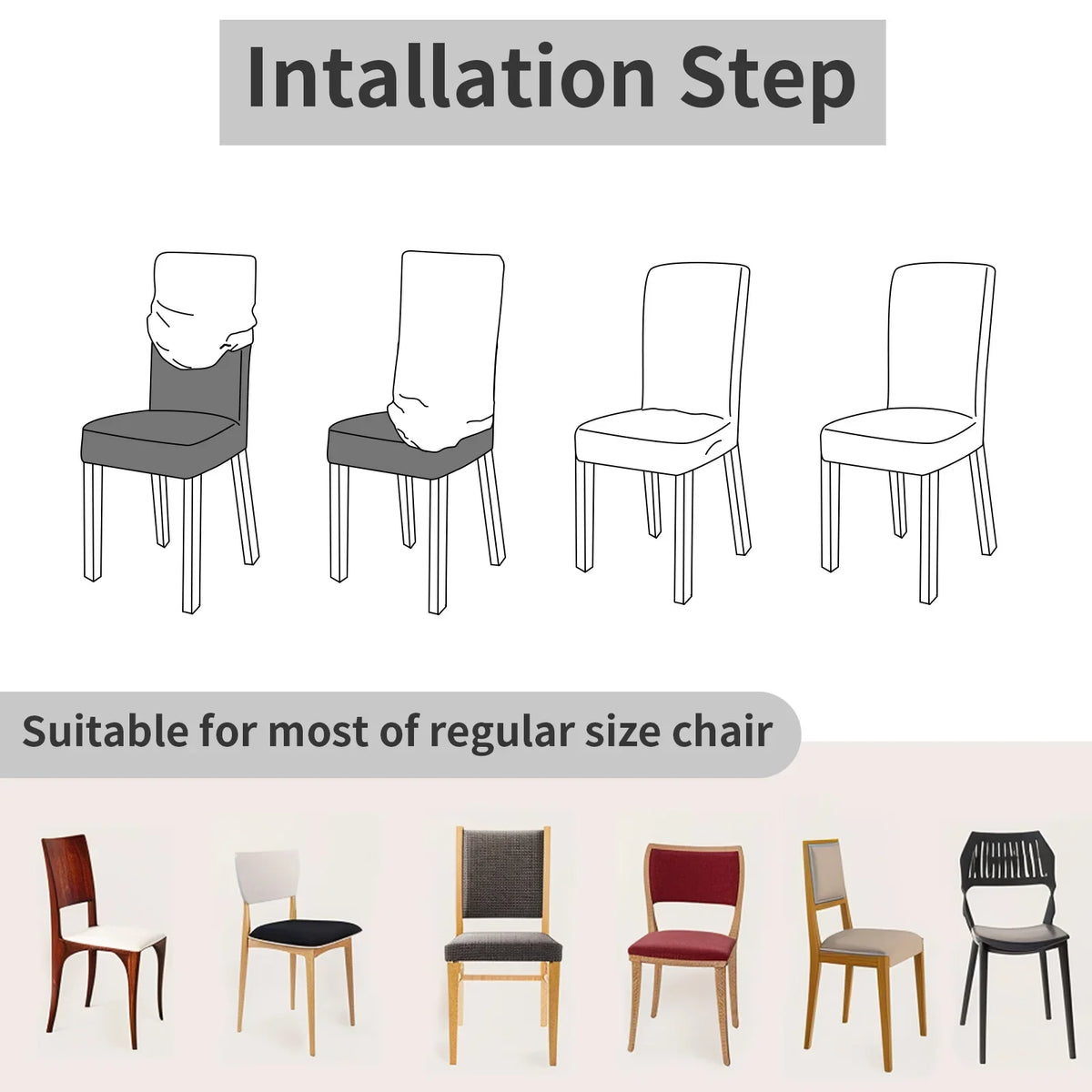 4Pc High Stretch Dining Chair Covers – Elastic Non-Slip Slipcovers, Removable Seat Protectors for Living Room, Kitchen & Wedding