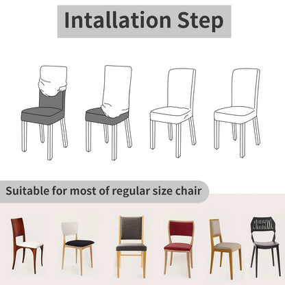 4Pc High Stretch Dining Chair Covers – Elastic Non-Slip Slipcovers, Removable Seat Protectors for Living Room, Kitchen & Wedding