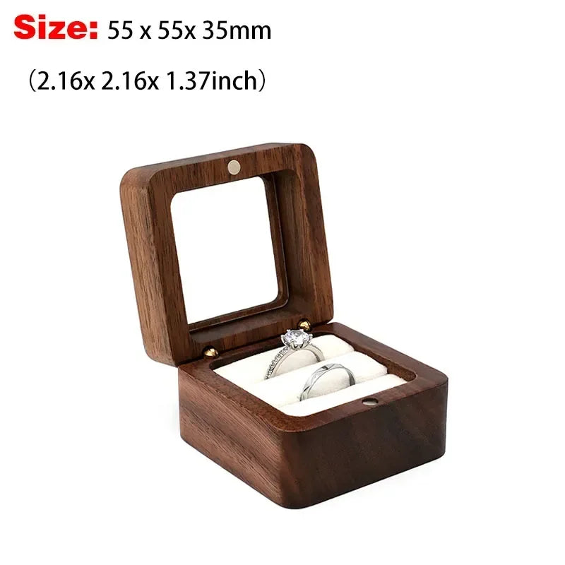 Personalized Walnut Wooden Ring Box - Custom Name Engagement & Wedding Anniversary Gift