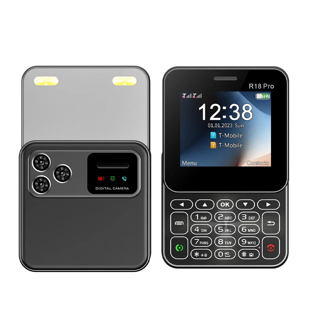 SERVO Rotating Mini Phone - 2G GSM Dual SIM Mobile Phone with FM Radio, MP4 Player & Flashlight