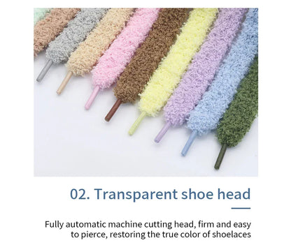 Fuzzy Shoelaces 15mm — Soft Plush Towel Laces for Fall, Winter, Halloween & Christmas Casual Sneakers