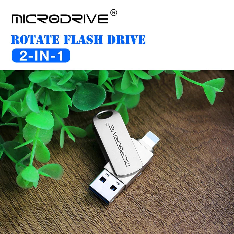 Metal OTG USB 3.0 Pen Drive – 32GB, 64GB, 128GB, 256GB Memory Stick for iPhone, iPad, Lightning, iOS