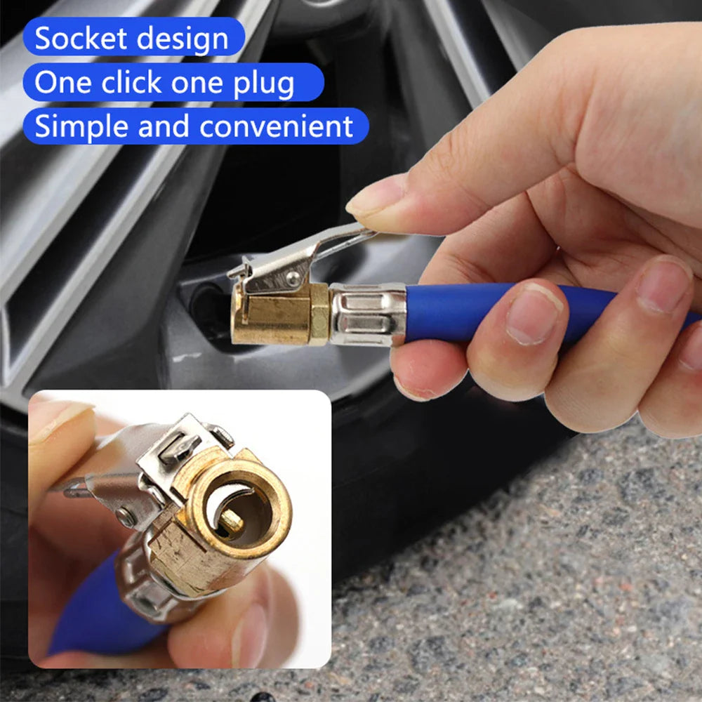 Car Tire Air Inflator Extension Hose – Twist Lock Air Chuck Adapter for Bike & Motorcycle Pump