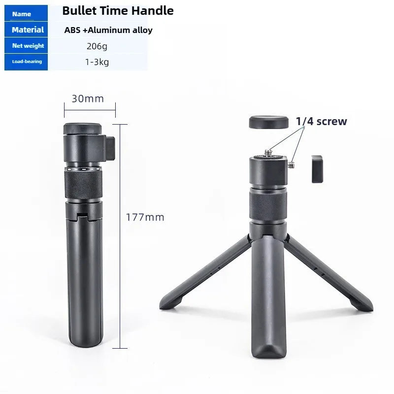 Bullet Time Rotating Tripod Handle - 360° Panoramic Camera Grip for Insta360 X5 X4 X3, DJI Osmo 360 & Action Camera Accessories