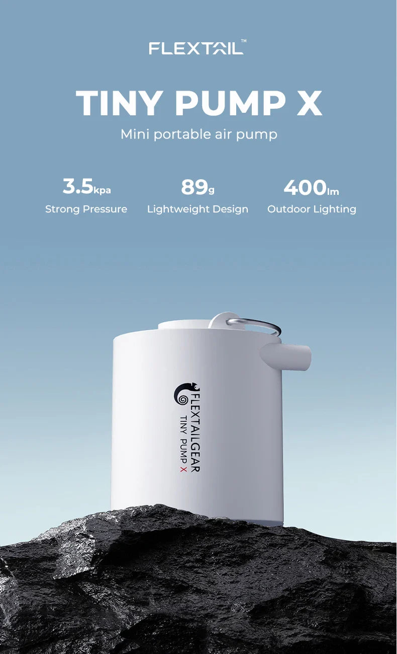 FLEXTAILGEAR Tiny Pump X – Portable Rechargeable Camping Air Pump with 1300mAh Battery for Pool Floats, Air Mattresses & Vacuum Bags