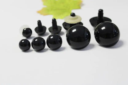 20pcs Black Round Safety Toy Eyes - 4mm to 50mm Craft Eyes with Back Washers