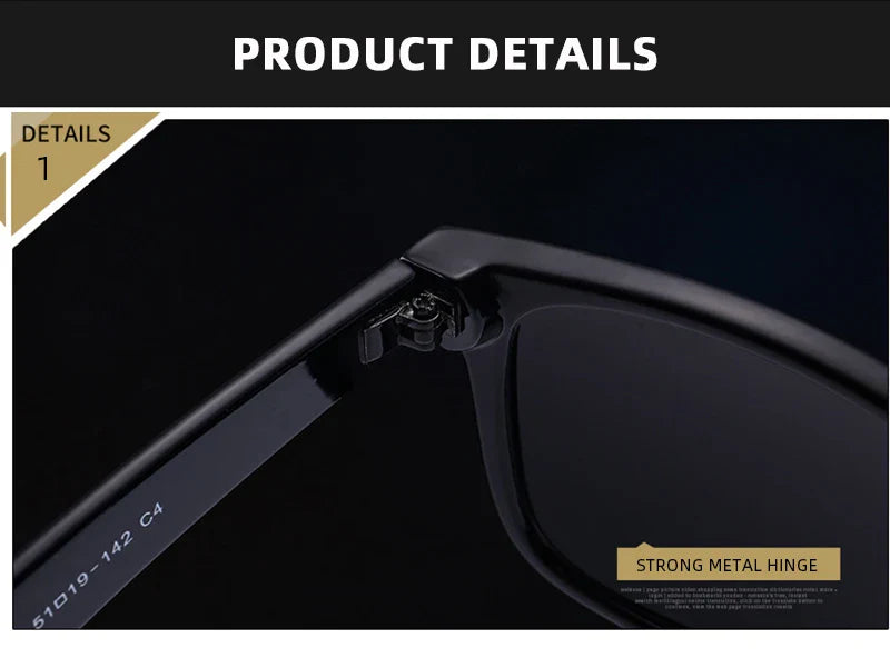 Classic Square Polarized Sunglasses – Retro Black Anti-Glare Driving Shades for Men & Women