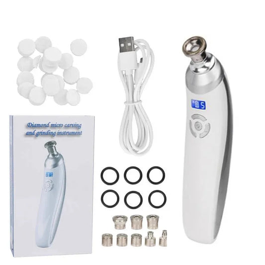 Handheld Diamond Microdermabrasion Machine – Blackhead Removal Facial Skin Care Beauty Device with Dermabrasion Tips