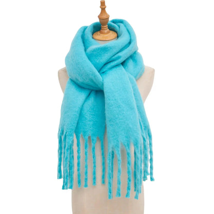 2025 Women’s Winter Scarf – Thick Warm Pashmina Shawl Wrap, Solid Color Cashmere Tassel Hijab Stole