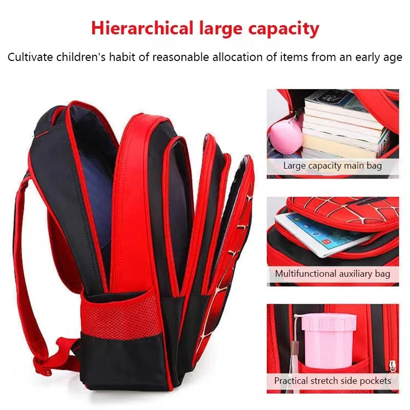 3D Cartoon Spider Schoolbag Set - Cute Boys' Backpack with Shoulder Bag for Kids