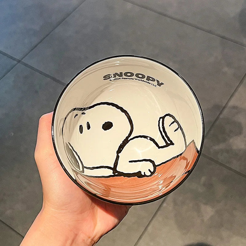 New Cute Snoopy Ceramic Bowl Set – Kawaii Anime Cartoon Tableware for Home & Gift