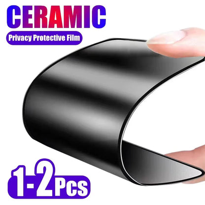 2PCS Privacy Ceramic Screen Protector for iPhone – Anti-Spy Tempered Film for iPhone 17/16/15/14/13/12/11 Pro Max, XR, XS, SE & More