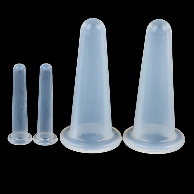 4pcs Silicone Vacuum Cupping Set – Face & Neck Massage Suction Cups for Anti-Cellulite Therapy