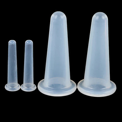 4pcs Silicone Vacuum Cupping Set – Face & Neck Massage Suction Cups for Anti-Cellulite Therapy