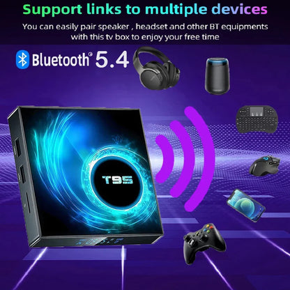Smart TV Box T95 Plus 2025 — 6K HD Android 14, Allwinner H616, 4GB RAM, 64/128GB Storage, Dual WiFi Media Player
