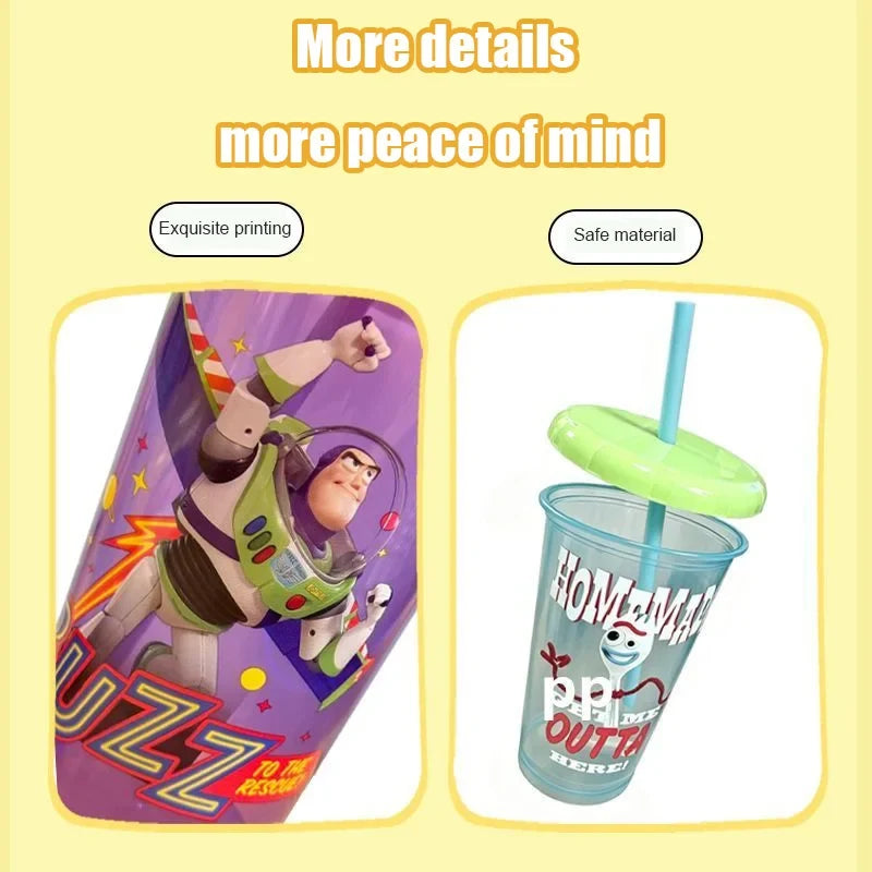 Toy Story 4-Pack Straw Cups - Reusable BPA-Free Cartoon Plastic Drinking Cups