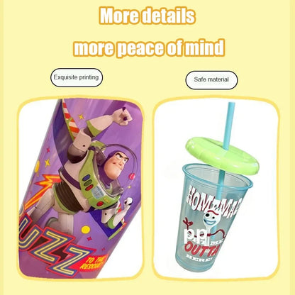 Toy Story 4-Pack Straw Cups - Reusable BPA-Free Cartoon Plastic Drinking Cups