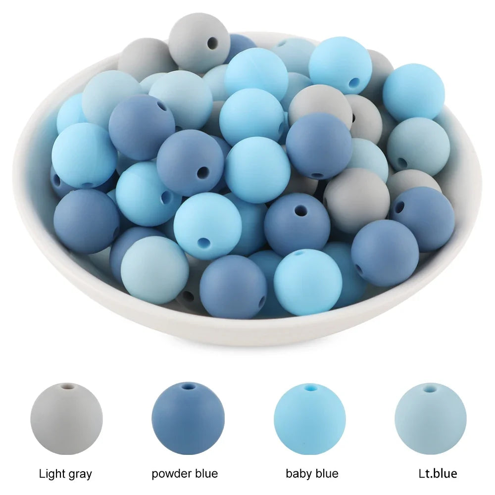50Pcs Silicone Spacer Beads - 9/12/15mm Round Loose Beads for DIY Necklace Bracelet Jewelry Making