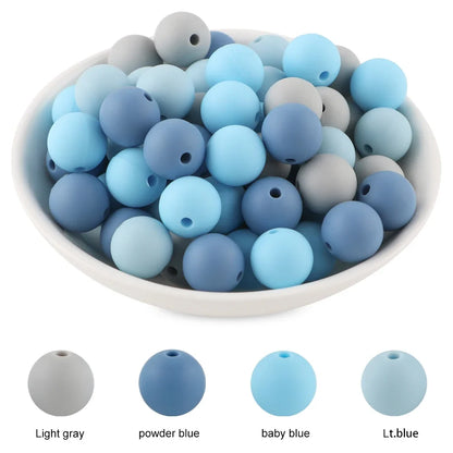50Pcs Silicone Spacer Beads - 9/12/15mm Round Loose Beads for DIY Necklace Bracelet Jewelry Making