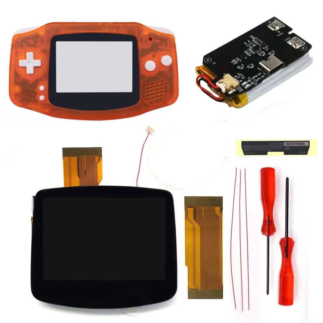 Hispeedido TYPE-C GBA LCD Display Upgrade – 3.0" V5 IPS Screen with New Housing Shell