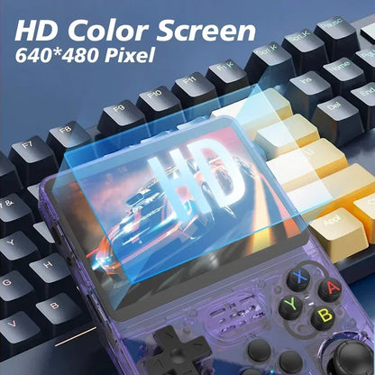 128GB Open Source R36S Video Game Console – Linux System, 3.5 Inch IPS Screen, Orange Portable Pocket Player, 64GB of Best Games