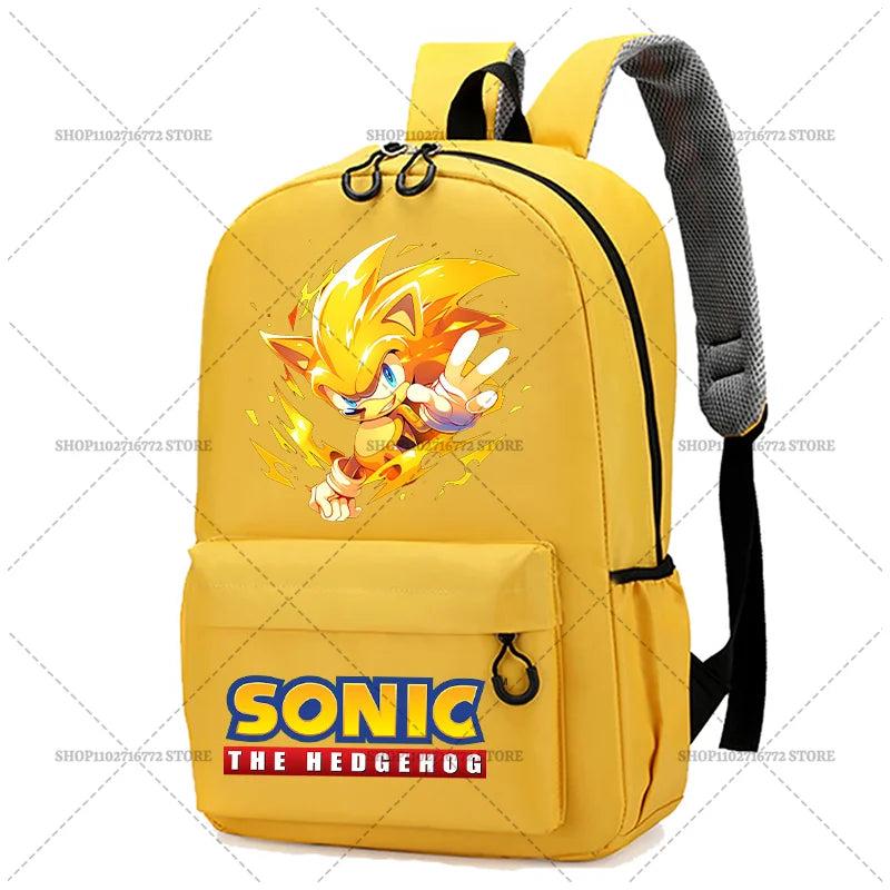 Cartoon Sonic Backpack — School Bag for Kids & Teens Featuring Amy, Rose & Shadow Characters, Perfect Gift for Boys