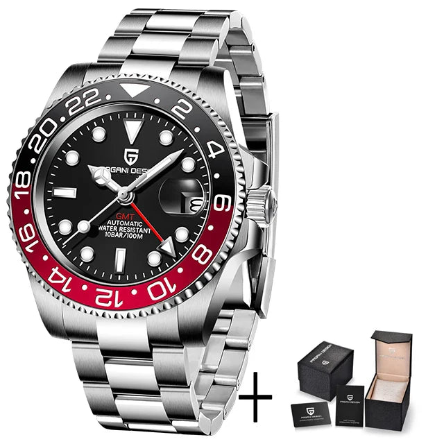 PAGANI DESIGN V3 GMT Men’s Luxury 40mm Automatic Mechanical Watch – Sapphire Crystal Stainless Steel Waterproof
