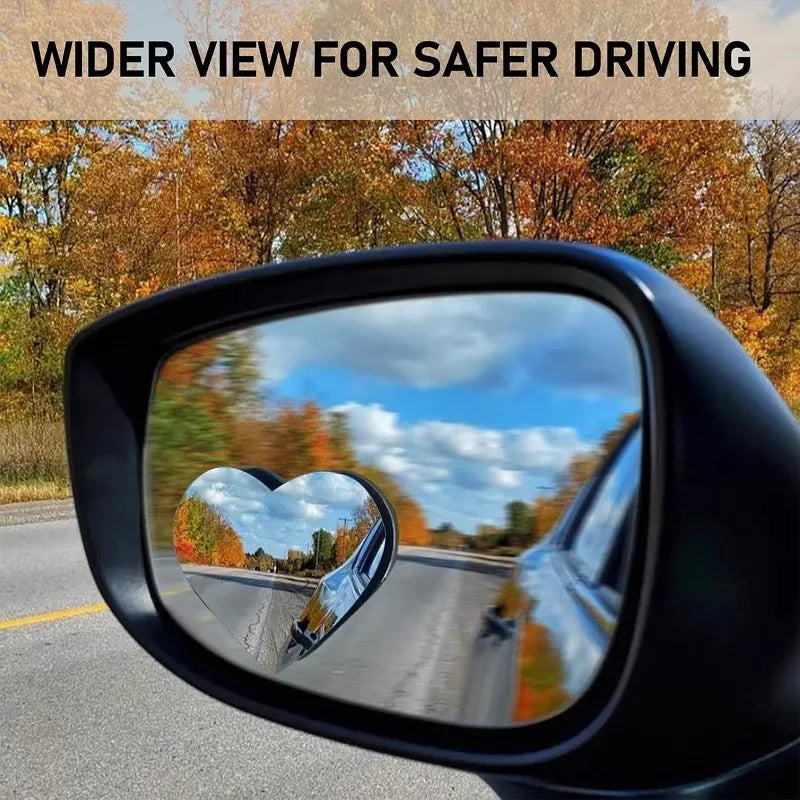 Heart-Shaped Car Rearview Mirrors - 2-Piece HD Wide-Angle Convex Auxiliary Side Mirrors