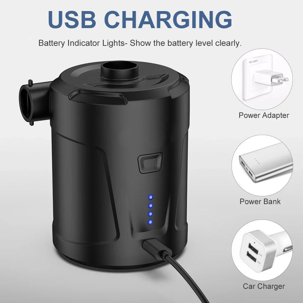 Portable Quick-Fill Air Pump 5000mAh Rechargeable Inflator & Deflator – High Power Air Pump for Air Mattresses, Beds, Boats & Swimming Rings
