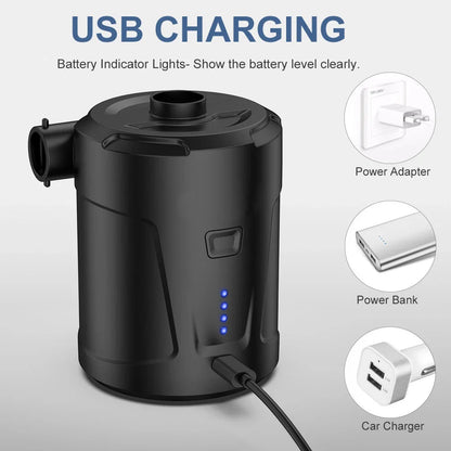 Portable Quick-Fill Air Pump 5000mAh Rechargeable Inflator & Deflator – High Power Air Pump for Air Mattresses, Beds, Boats & Swimming Rings