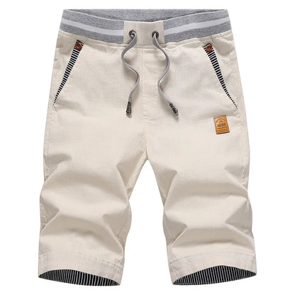 Men’s 2024 Summer Cotton Shorts – Casual Boardshorts with Drawstring Elastic Waist Beach Bermuda