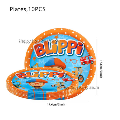 Happy Birthday Party Supplies Set — Cartoon Movie Theme Flag Banner, Paper Tableware, Latex Balloons & Cake Topper Decoration
