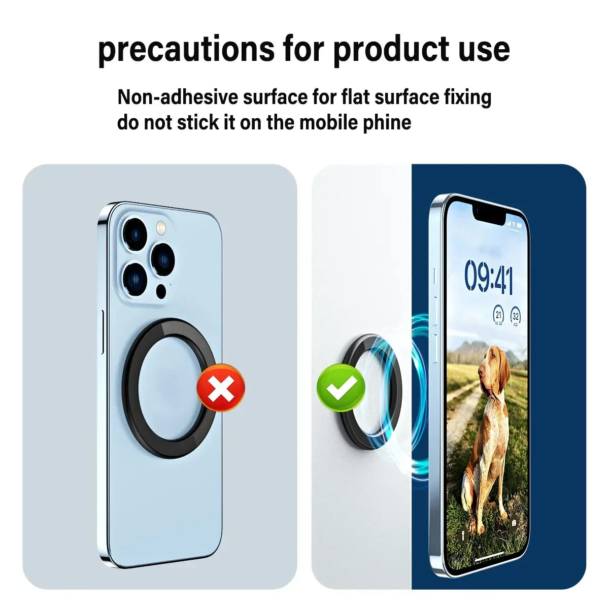 Magnetic Ring Holder for iPhone 14/13/12 – MagSafe Phone Stand & Wall Mount, Universal Car & iPad Holder