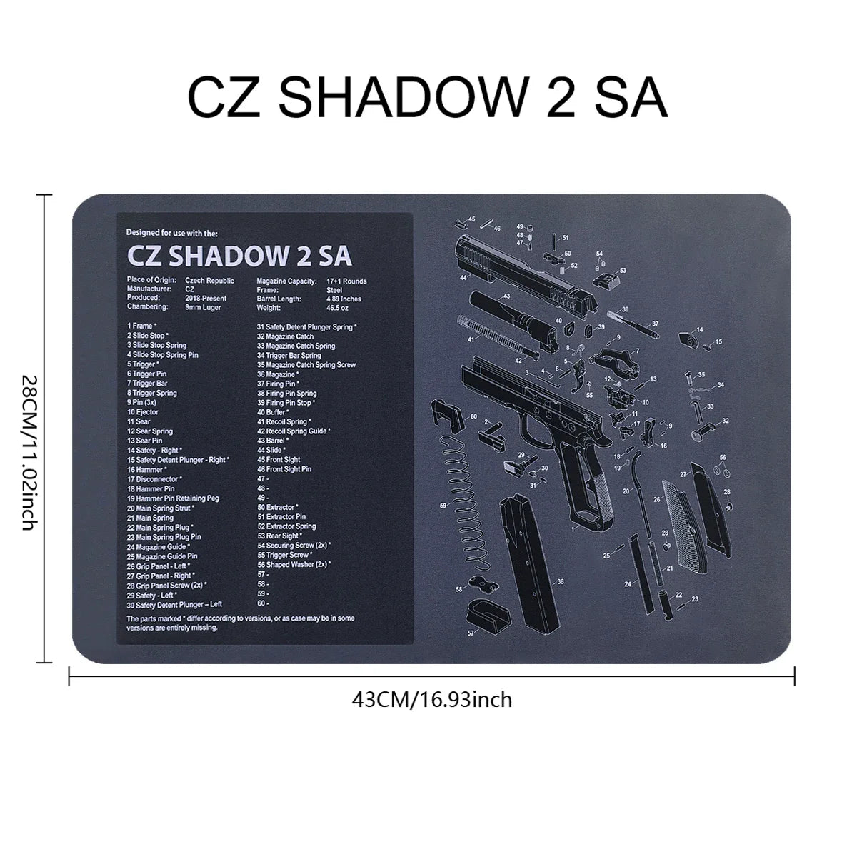 Gun Cleaning Rubber Mat Mouse Pad – AR15, AK47, Remington 870, GLOCK Gen4/Gen5, CZ-75, P220, P226, P229, Beretta 92, 1911 3D Work Mat