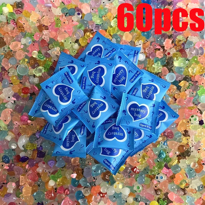 60pcs Glow-in-the-Dark Mini Resin Animals & Mushrooms — Blind Bags for Fairy Garden Decor, Micro Landscape & Birthday Surprise Gifts