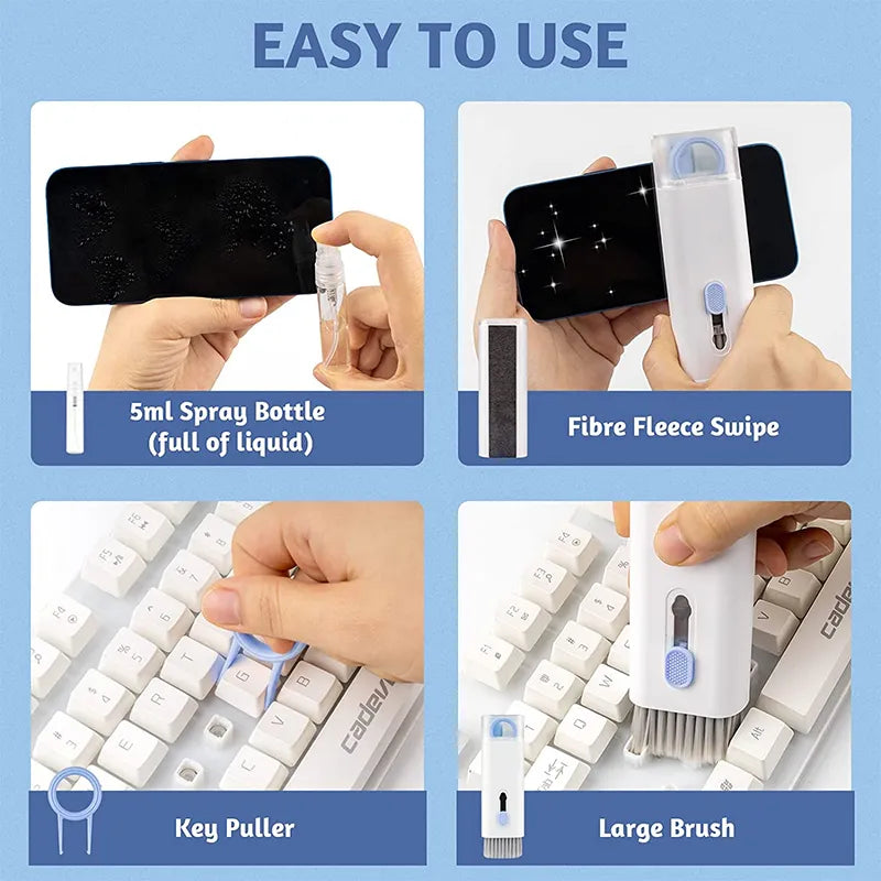 7-in-1 Keyboard and Electronics Cleaning Kit - Comprehensive AirPods, Headset, Laptop Screen, and Bluetooth Earphones Cleaner Set