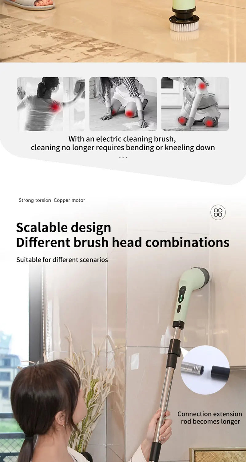 Wireless Electric Cleaning Brush – Multifunctional Rotating Brush for Bathroom, Window, Kitchen & Automotive