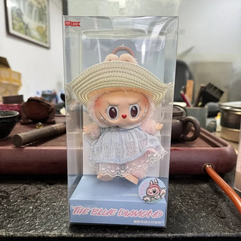 Mokoko Sweetheart Pink Labubu Doll Pendant — Cute 1:1 Replica Ornament, Christmas Gift for Kids