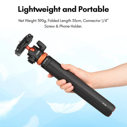 UURIG TP-02/TP-03 Selfie Stick Tripod — Flexible Ball, 130cm Max Height with 1/4'' Screw for Smartphone & Camera Vlogging