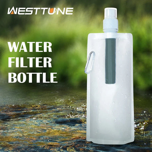 Outdoor Water Filter Straw Bottle - Portable Purification System for Camping, Hiking & Emergency Survival