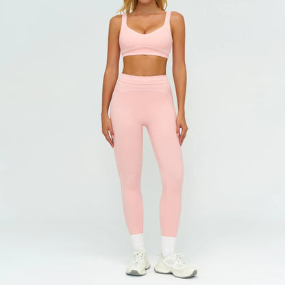 Women’s 2-Piece Fitness Yoga Set, Gym Running Tracksuit, Push-Up Sportswear Leggings, Athletic Workout Outfit