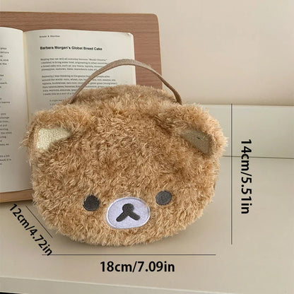 Plush Anime Bear Makeup Case – Cosmetic Bag for Women Jewelry Storage & Organizer Pouch Handbag Travel Gift Accessory